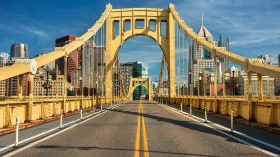 View Of Bridge In City Against Sky in Pittsburgh USA